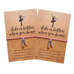 two cards with the words'life is better when you dance'written on them