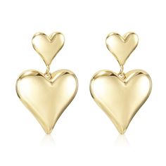 PRICES MAY VARY. Size and weight: 1.38x0.96" (35x24.4mm); 0.63oz (18g) /pair. Refer to the SIZE picture for more details. Materials: 14K gold plated brass, 925 sterling silver posts. Nickel-free, lead-free. Our dangle heart earrings are crafted with fine materials and delicate polishing techniques, ensuring a brilliant, long-lasting luster that resists fading over time. Design: Our heart earrings for women dangling feature delicate hollowing and polishing techniques. The front of these earrings gleams with a mirror-like, dazzling bling-bling effect, radiating a captivating sparkle. The back of the large love heart reveals several cute hollowed-out small hearts, showcasing a charming and ingenious design. The heart-dangly earrings are packaged in a beautiful gift box with a floating display Trendy Heart Dangle Earrings For Wedding, Trendy Dangle Heart Earrings For Wedding, Valentine's Day Double Heart Metal Earrings, Trendy Heart Drop Earrings For Wedding, Trendy Wedding Heart Drop Earrings, Double Heart Earrings For Valentine's Day, Valentine's Day Heart Drop Earrings, Valentine's Day Double Heart Earrings, Gold Heart Earrings