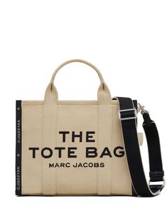 beige/black cotton-blend jacquard logo motif logo-tape detailing logo patch to the rear top zip fastening adjustable detachable shoulder strap two top handles main compartment Tod Bag, Sac Marc Jacobs, Sac Tote Bag, Beige Tote, Cotton Handbag, Medium Tote Bag, Tas Fashion, Marc Jacobs Tote, The Medium