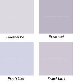 four different shades of gray paint with the names lavender, lavender and lavender on them