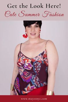 See cute summer style plus sized fashion trends for curvier women. The MAYES NYC essential Steph Tank Top will be a staple of your wardrobe. This fun pop of color or print can be worn alone or paired as a layering piece under any blazer or cardigan. It can be styled casual or wear for a night out. Get your luxury slow fashion inspo from Mayes NYC making plus sized women the forefront of high fashion design. Casual Vibrant Print Tops For Work, Casual Workwear Tops With Vibrant Print, Multicolor Print Summer Workwear Tops, Chic Multicolor Tops For Loungewear, Chic Printed Tops For Loungewear, Chic Floral Print Tops For Loungewear, Patterned Summer Tops For Workwear, Summer Patterned Workwear Tops, Bold Printed Summer Tops