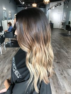 Ombre And Highlights, Brunette Hair Blonde Ends, Brown To Blonde Ombre Hair Medium Length, Brunette Blonde Ombre Hair, Ombre Hair On Dark Hair, Blonde Ombre Dark Hair, Ombré Dark To Light, Blonde Ends On Brown Hair Ombre