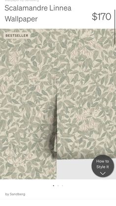 an image of wallpaper with the text how to style it in floral pattern and green leaves