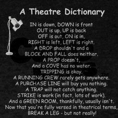 a poem written in black and white with the words'a theatre dictionary'on it