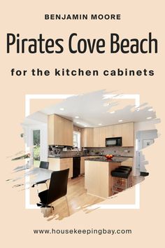 Pirates Cove Beach OC-80      for the Kitchen Cabinets by Benjamin Moore Wooden Countertops, Cooking Area, White Tiles, Stainless Steel Appliances