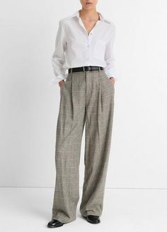 Buy Plaid Italian Wool-Blend High-Rise Trouser for USD 495.00 | Vince Elegant Plaid Pants For Formal Occasions, Classic Plaid Pants For Office, Classic Plaid Business Casual Pants, Classic Plaid Pants For Business Casual, Elegant Plaid Pants For Business, Elegant Plaid Bottoms For Business, Classic Wide Leg Plaid Pants, Classic Plaid Pants For Workwear, Classic Plaid Bottoms For Office