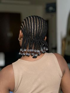 Cornrows with beads #cornrows #cornrowhairstyles #cornrowstyles #protectivestyles Cornrow Braids Hairstyles, Box Braids Styles, Braids Hairstyles For Black Women, Black Box Braids, Braid Styles For Men