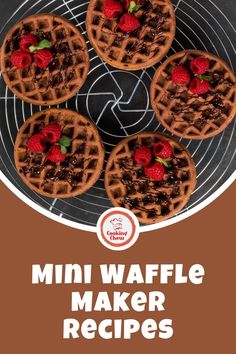 mini waffle maker recipes on a grill with strawberries and chocolate chips in the middle