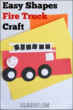 an easy paper fire truck craft for kids to make