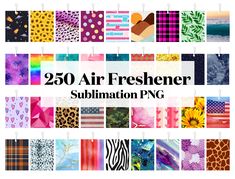 an assortment of different pictures with the words 250 air freshener sublimation png