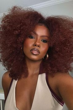 Brazil Hair, Hair Color For Dark Skin, Reddish Brown Hair, Flat Iron Curls, Natural Afro Hairstyles, Heatless Curls, Natural Hair Updo, Long Natural Hair, Auburn Hair