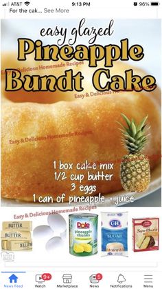 an advertisement for a pineapple bundt cake on the app store's website