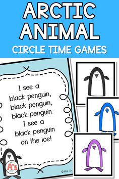 an arctic animal circle time game with penguins