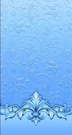 an abstract blue background with swirls and scrolls on the bottom half of the image