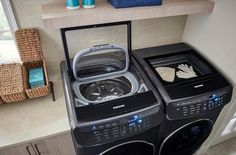 a washer and dryer sitting next to each other