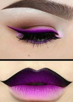 Black to Purple Makeup Bibir, Extreme Make-up, Fantasy Make-up, Makeup Filter, Drag Make-up, Makeup Tip, Eye Palettes, Summer Makeup Looks, Ombre Lips