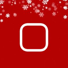 a red background with white snowflakes and a square button on the left side