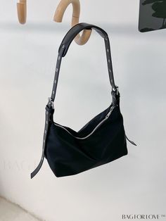 BagForLove - Black Dumpling-Shaped Womens Messenger Bag - Lightweight Trendy Black Hobo Bag With Single Shoulder Strap, Versatile Black Handheld Hobo Bag, Black Handheld Hobo Bag For Errands, Versatile Black Hobo Bag With Single Shoulder Strap, Black Handheld Hobo Bag With Zipper Pocket, Handheld Black Hobo Bag With Zipper Pocket, Black Evening Bags With Zipper Pocket, Versatile Black Hobo Bag With Detachable Strap, Black Hobo Crossbody Bag With Zipper Closure