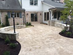 a large patio in front of a house