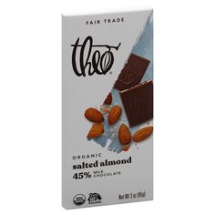 a bar of chocolate with almonds on top