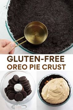 an oreo pie crust is being made with gluten - free oreos