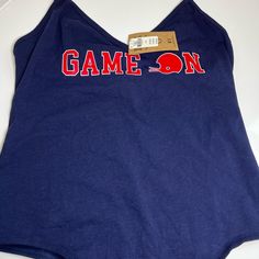 Pink “Game On” Bodysuit Large. New With Tag Casual Blue Cotton Bodysuit, Blue Cotton Bodysuit For Loungewear, Casual Blue Bodysuit For Loungewear, Blue Cotton Beach Bodysuit, Blue Cotton Bodysuit For The Beach, Blue Sleeveless Cotton Bodysuit, Pink Longsleeve, Pink Games, Tank Top Bodysuit