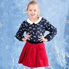 Christmas blouse with Peter Pan collar for girls Pan Collar, Peter Pan Collar