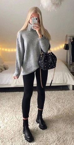 Outfits Mit Leggings, Outfit Botas, Outfits For Work, Chique Outfits, Winter Fashion Outfits Casual, Winter Outfit Inspiration, Winter Outfits For Work, Outfit Winter