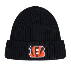 The Pro Standard Premium NFL Cincinnati Bengals Old English Unisex Beanie (Black) Black Beanie With Letter Print For Streetwear, Black Sports Beanie For Winter, Black Hats With Letter Print For Fan Gear, Black Beanie Hat With Letter Print, Classic Black Beanie Cap, Black Beanie With Letter Print For Winter, Black Hats With Letter Print For Fan Merchandise, Black Winter Hat With Letter Print, Black Winter Hat For Fan Gear