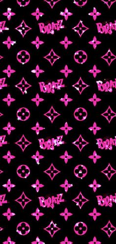 black and pink wallpaper with the word barbie on it