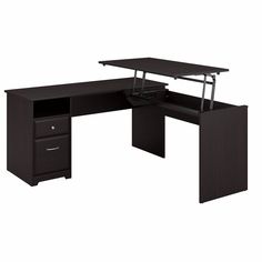 an l - shaped desk with two drawers on each side