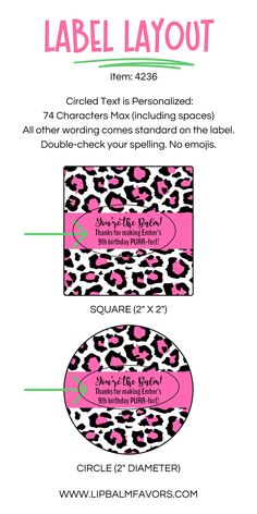 the label layout for an animal print pattern