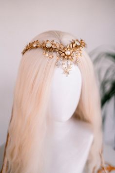 Gold Elven Crown, Birthday Headband, Birthday Crown, Wedding Crown, Gold Crown, Gifts for Her, Birthday Gift, Bridal Crown, Pisces Crown - Etsy Elven Crown, Gold Swan, Crown Aesthetic, 18th Century Dress, Crown Birthday, Birthday Headband, Crown Gold, Gifts For Her Birthday, Golden Crown