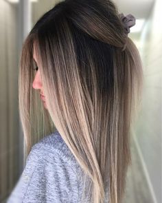 Brown To Blonde Ombré Straight Hair, Straight Bronde Haircolor, Ombre Dark Blonde, Lavender Hair Ombre, Brown Ombre Hair Color, Ombre Hair Color Ideas, Violet Hair Colors, Ombre Hairstyles