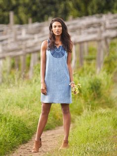 Whether you’re busty, petite or (fill in the blank), we’re here to suggest the best dress to flaunt what you love most. Dresses With Ankle Boots, Chambray Dress, Clothing Styles