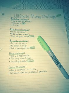 a pen sitting on top of a piece of paper next to a list that says ultimate move challenge