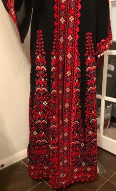 2 Piece Black Dress/ Abaya/ Kaftan/ Thobe and matching belt | Etsy Traditional Red Embroidered Maxi Dress, Traditional Embroidered Red Maxi Dress, Festive Embroidered Red Maxi Dress, Red Embroidered Floor-length Maxi Dress, Traditional Red Tunic Maxi Dress, Red Traditional Maxi Dress, Festive Long Maxi Dress With Floral Embroidery, Festive Bohemian Black Maxi Dress, Long Embroidered Abaya For Festival