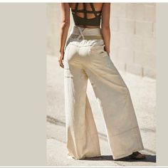 New Without Tag Free People Movement Close Call Wide Leg Trouser Pants In Oatmilk Color. Size S/P Belt Not Included High-waist Beige Cargo Pants For Summer, High Waist Beige Cargo Pants For Summer, Beige High Waist Summer Cargo Pants, High Rise Beige Wide Leg Pants With Relaxed Fit, Chic Full-length Summer Cargo Pants, Summer Non-stretch Beige Cargo Pants, Beige High Waist Non-stretch Cargo Pants, Beige Non-stretch Cargo Pants For Summer, High Waist Non-stretch Beige Cargo Pants