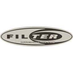 a white and black sticker with the word filler on it