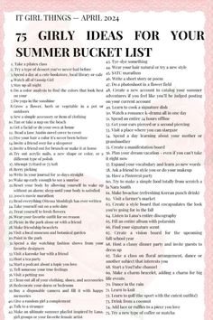 the summer bucket list for girls