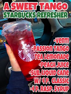 -venti
-passion tea tango lemonade
-peach juice
-4 pumps of classic
-4 pumps of raspberry syrup Starbies Drinks, Starbucks Drink Menu, Lightroom Picsart, Starbucks Secret Menu Recipes, Lemonade Drink, Starbucks Strawberry, Starbucks Drinks Diy