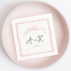 Idea for Elegant Wedding Pink And Green Wedding, Monogram Napkins, Bridal Shower Napkins, Wedding Cocktail Napkins, French Pink, Napkins Wedding, Monogrammed Napkins, Engagement Celebration, Wedding Monogram