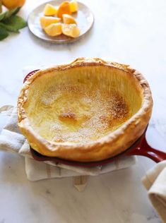 a pie sitting on top of a white table