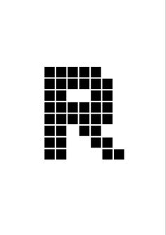 the letter p is made up of squares and rectangles in black on a white background