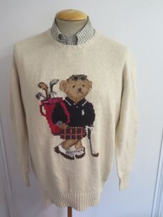 (eBay) Find many great new & used options and get the best deals for Genuine Ralph Lauren Crew Neck Golf Bear Jumper L UK 14/16 Euro 42/44 Cream at the best online prices at eBay! Free shipping for many products! Ralph Lauren Bear Sweater, Ralph Lauren Coats, Fall Wishlist, Polo Jumper, Thrift Inspo, 2022 Style, Golf Collection, Merch Ideas, Polo Ralph Lauren Women