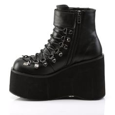 demonia-kera-21-black-vegan-leather Drama Clothes, Goth Stuff, Goth Things, Demonia Boots, Alternative Shoes, Demonia Shoes, Festival Shoes, Punk Boots, Black Platform Boots