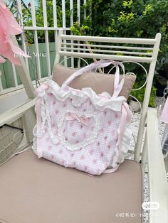 Mochila Coquette, Coquette Bag, Jewelry Box Makeover, Pink Tote Bag, Pouch Sewing, Kawaii Diy, Pink Tote Bags