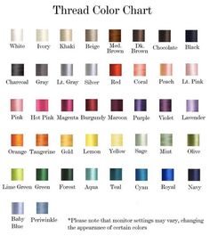 thread color chart with different colors