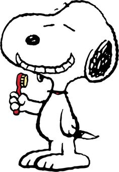 a cartoon dog brushing his teeth with a toothbrush