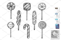 hand drawn lollipops